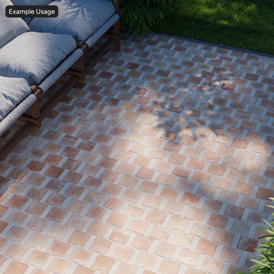 Square Terracotta Raw Tile Texture, Light Orange