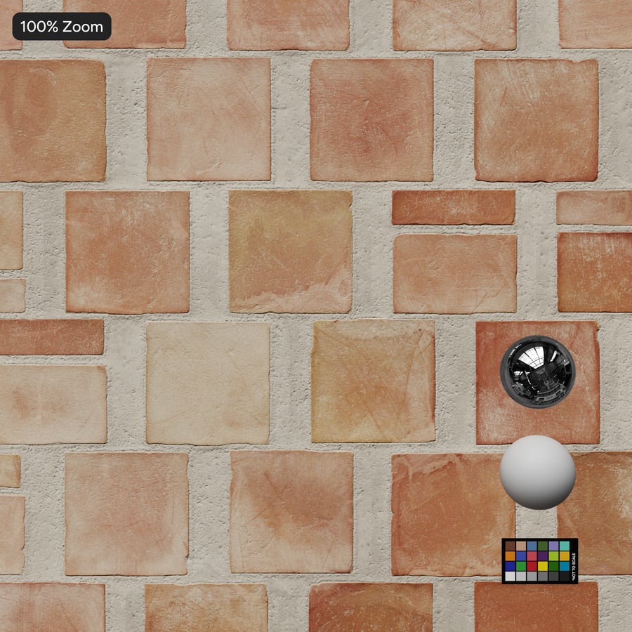 Square Terracotta Raw Tile Texture, Light Orange