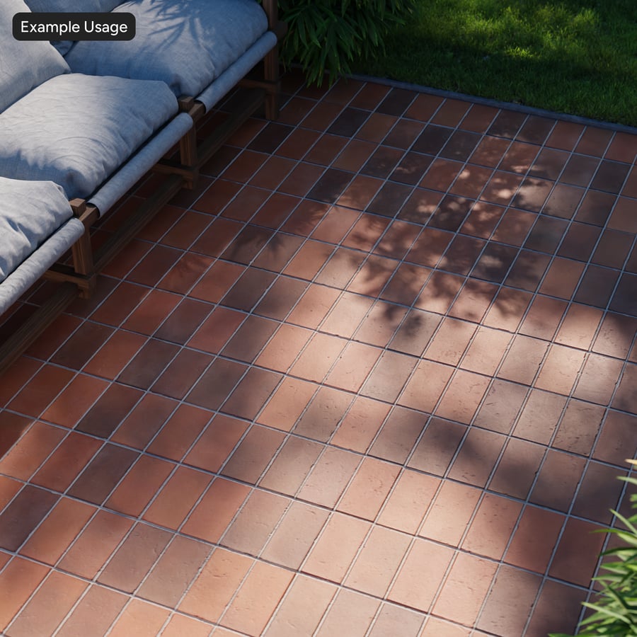 Rectangular Terracotta Matte Tile Texture, Dark Orange