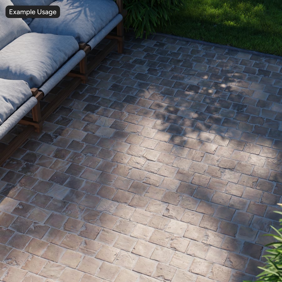 Piastrella quadrata offset in terracotta grezza, marrone chiaro