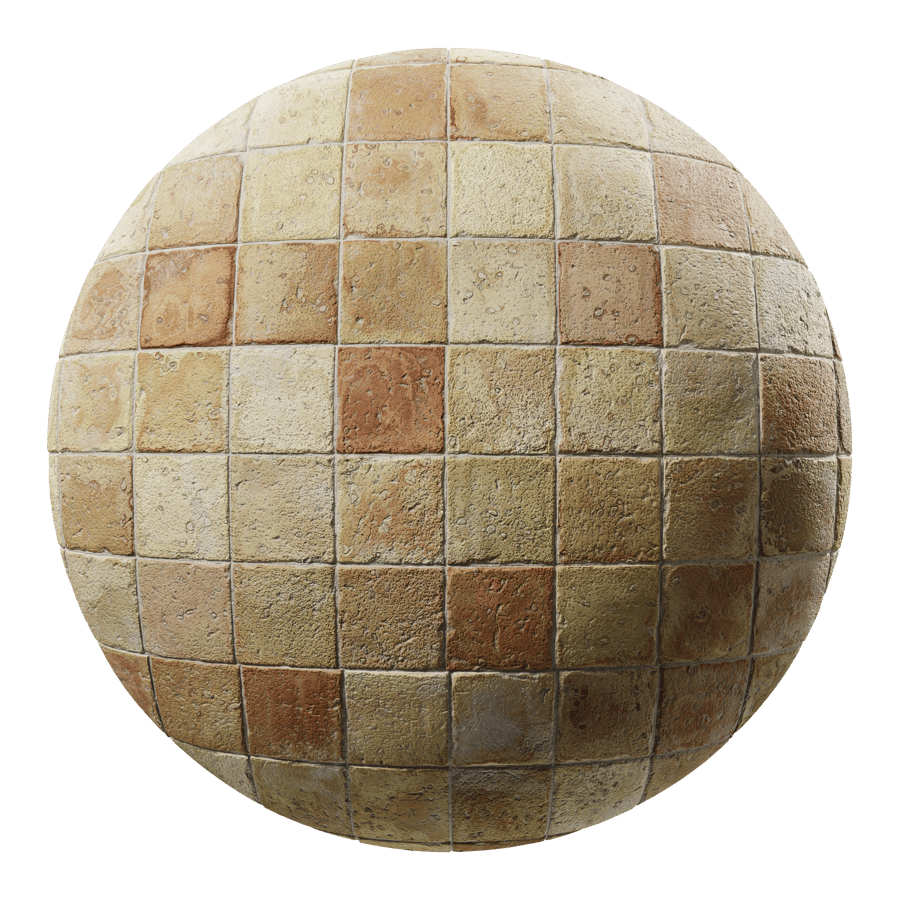 Square Terracotta Raw Tile Texture, Yellow