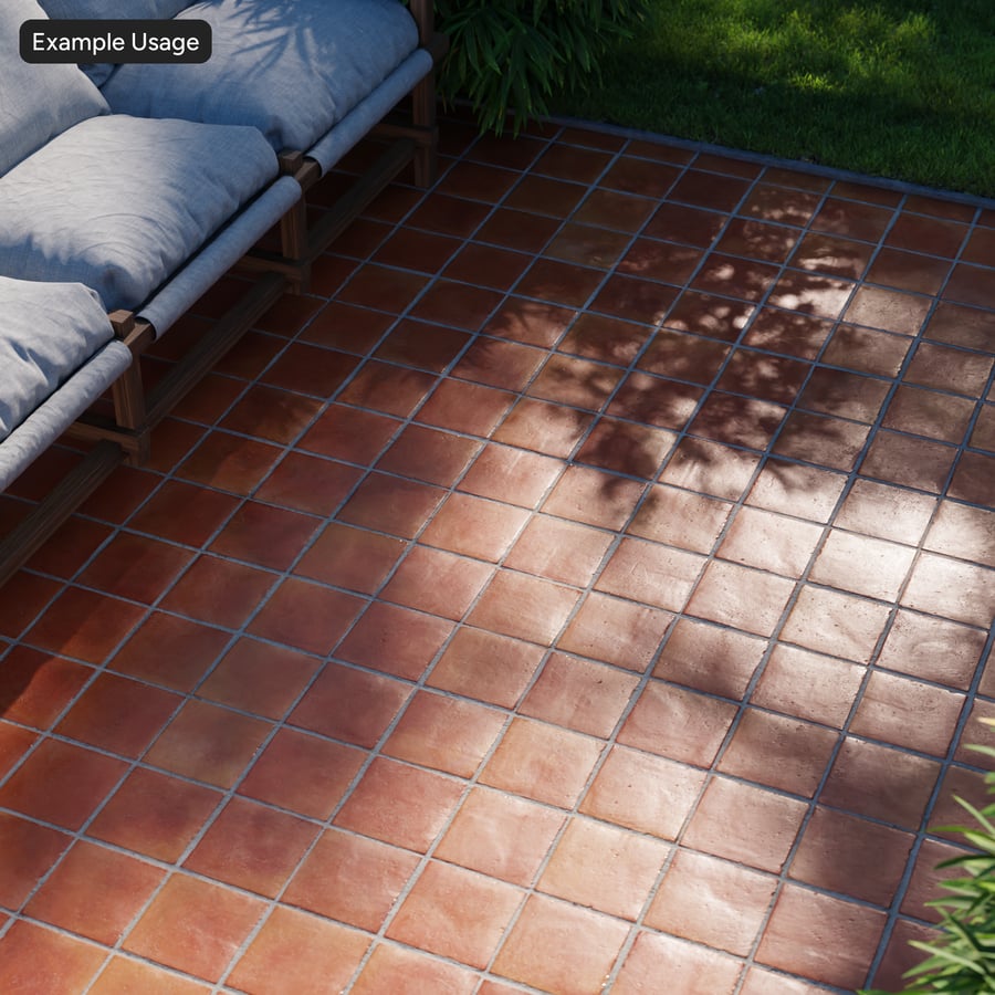 Square Terracotta Matte Tile Texture, Red Orange