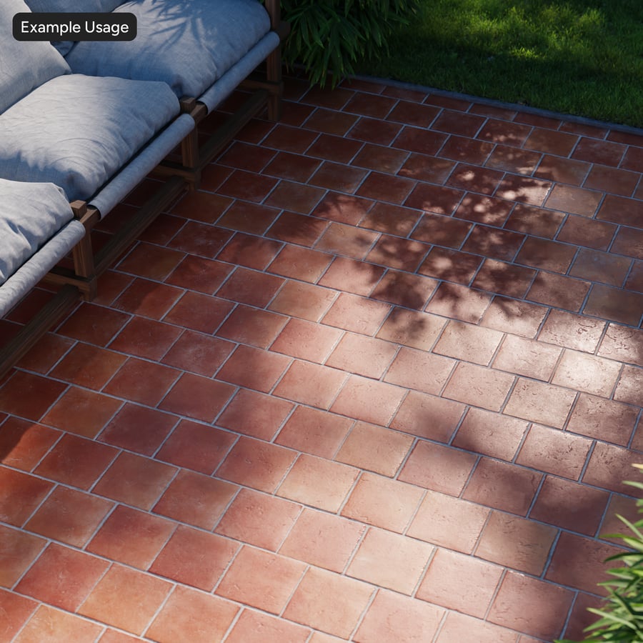 Square Offset Terracotta Matte Tile Texture, Röd Orange