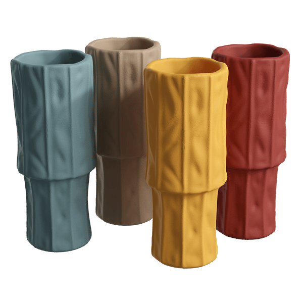 Modelos de vasos de cerâmica para origami