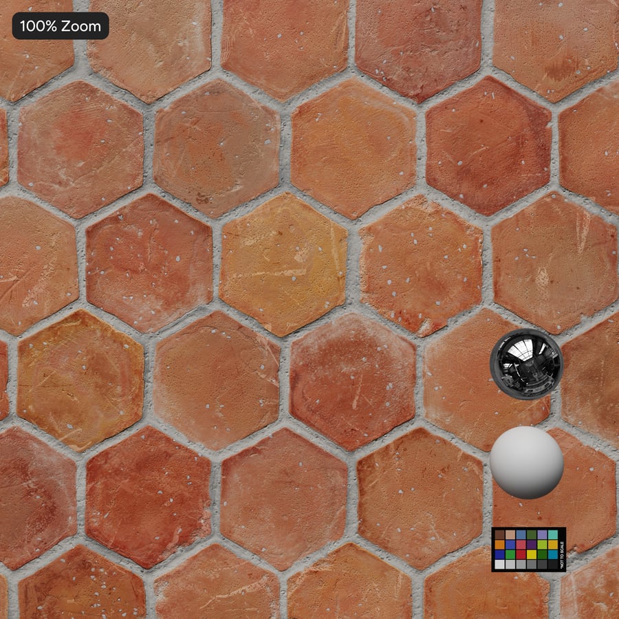Hexagonal Terracotta Raw Tile Texture, Pale Orange