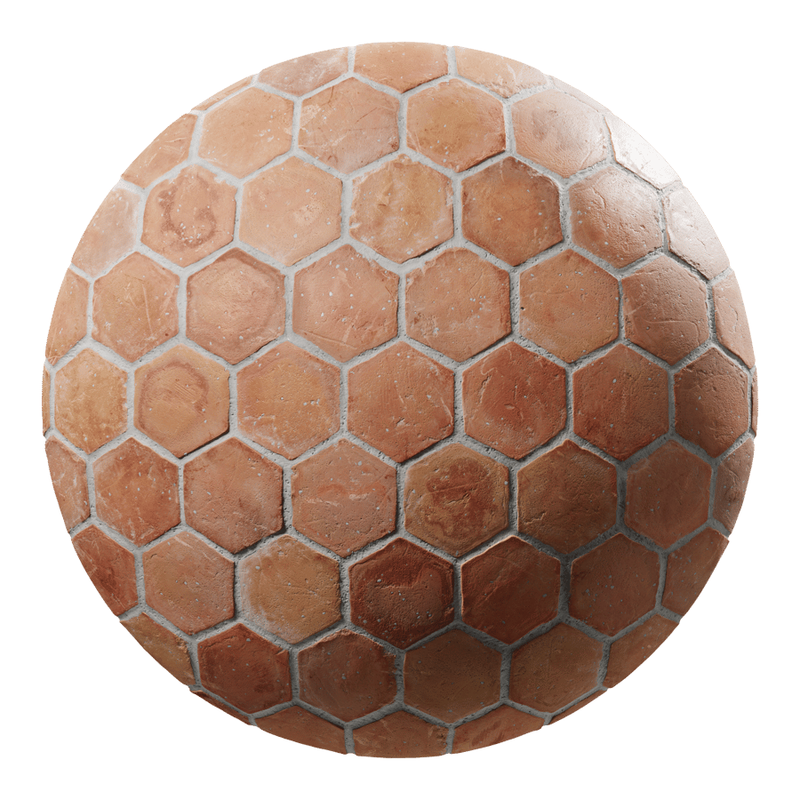 Hexagonal Terracotta Raw Tile Texture, Pale Orange