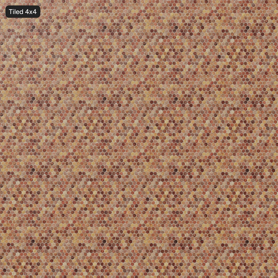 Zeshoekige ruwe terracotta tegelstructuur, geel oranje