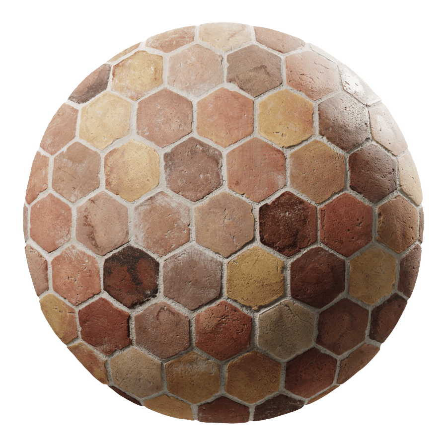 Hexagonal Terracotta Raw Tile Texture, Yellow Orange