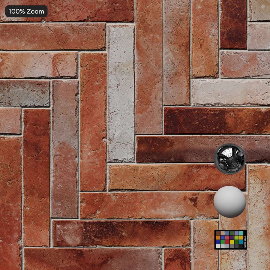 Chevron Terracotta Raw Tile Texture, Red Orange