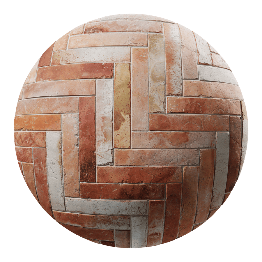 Chevron Terracotta Raw Tile Texture, Red Orange
