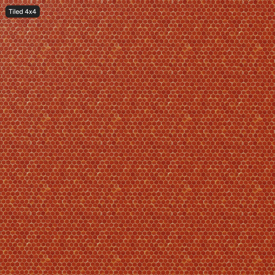 Piastrella esagonale in terracotta opaca, rosso-arancio
