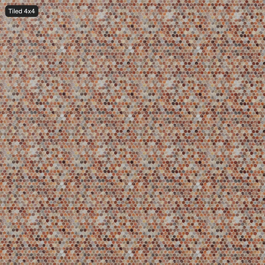 Hexagonal Terracotta Raw Tile Texture, Red Orange