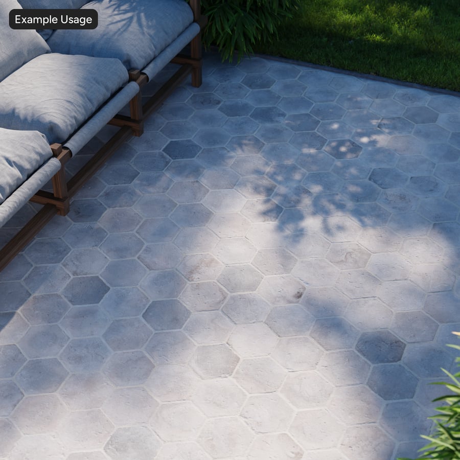 Hexagonal Terracotta Raw Tile Texture, Gray