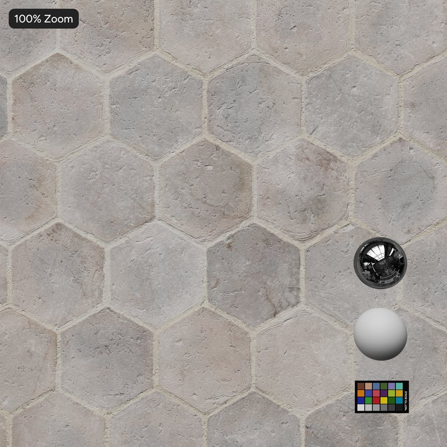 Hexagonal Terracotta Raw Tile Texture, Gray