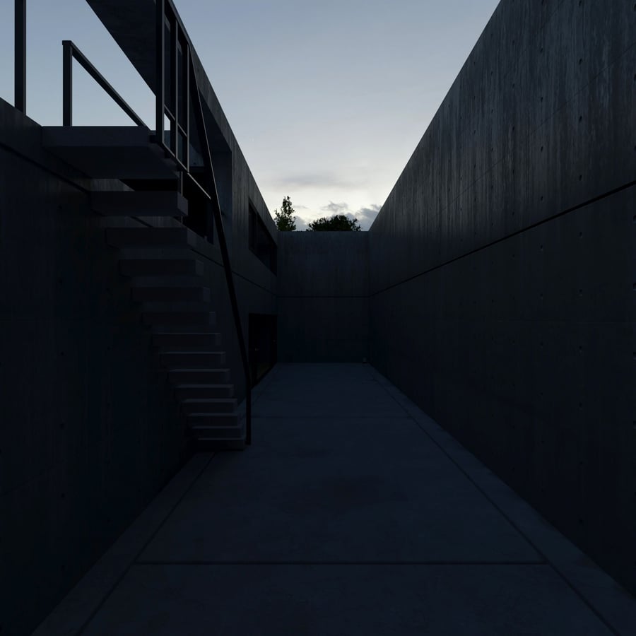 HDRI de exterior de praia durante a hora azul com céu limpo