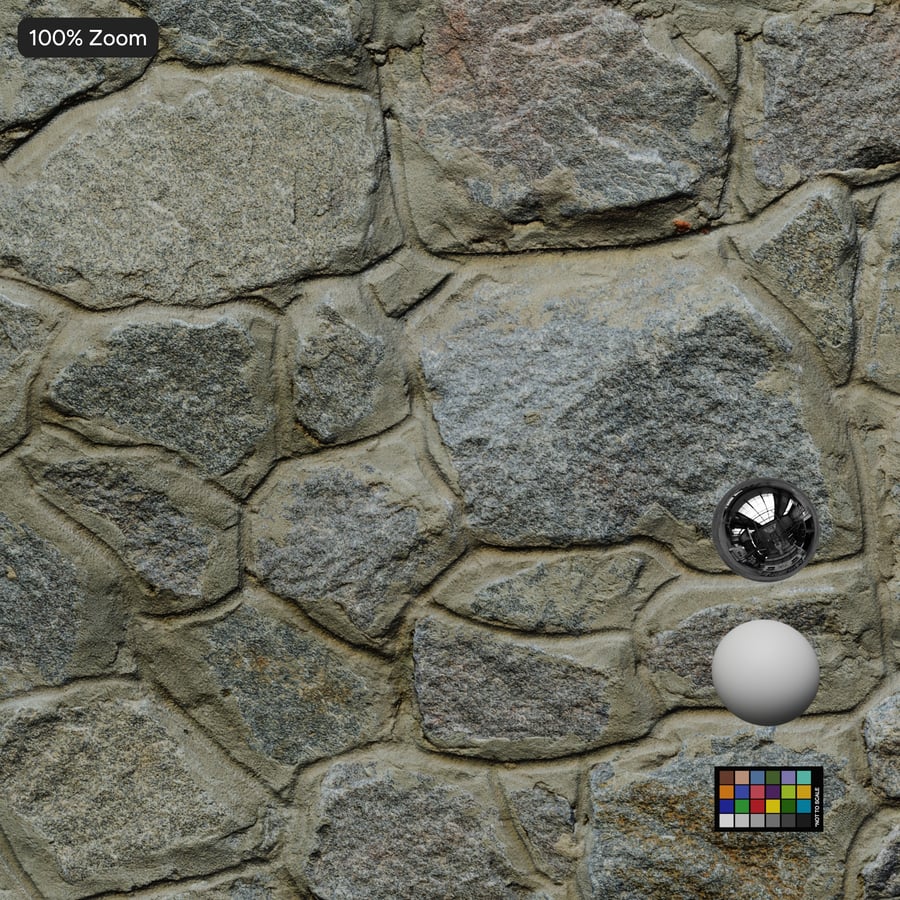 Rubble Stone Wall Texture, Cool Gray