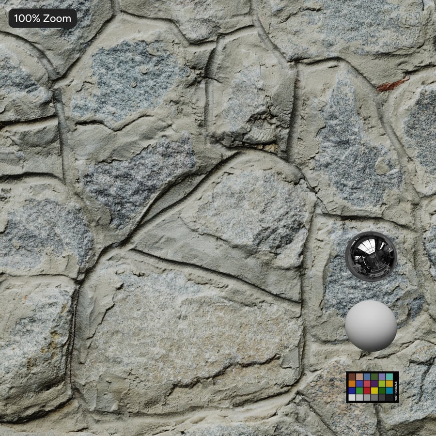 Rubble Stone Wall Texture, Weathered Gray