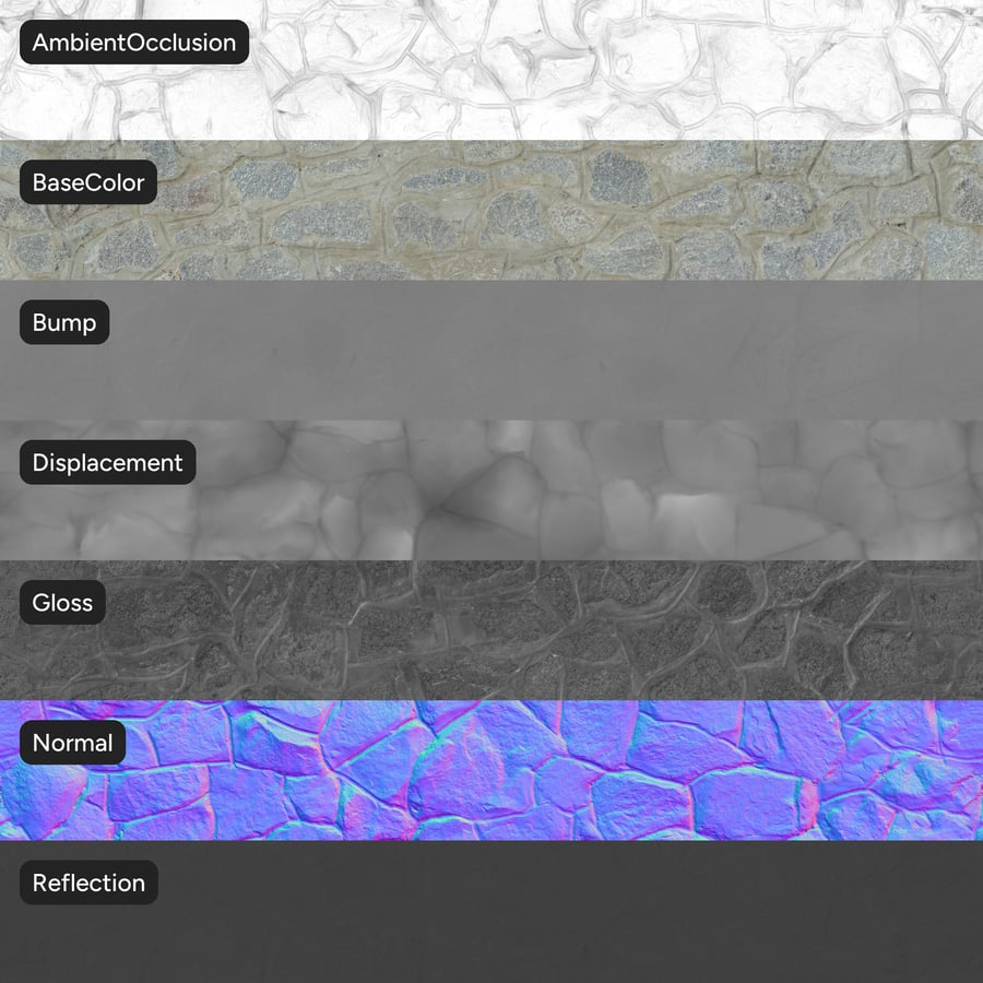Rubble Stone Wall Texture, Weathered Gray