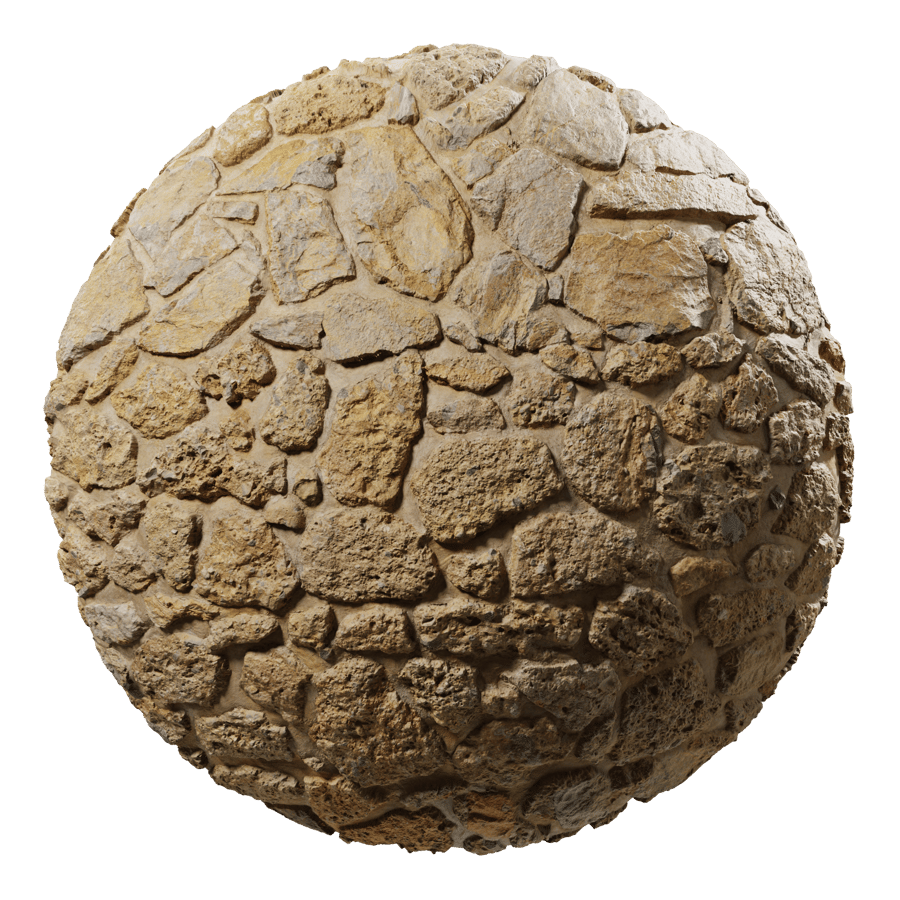 Textura de parede de pedra de entulho argamassada, ocre terroso