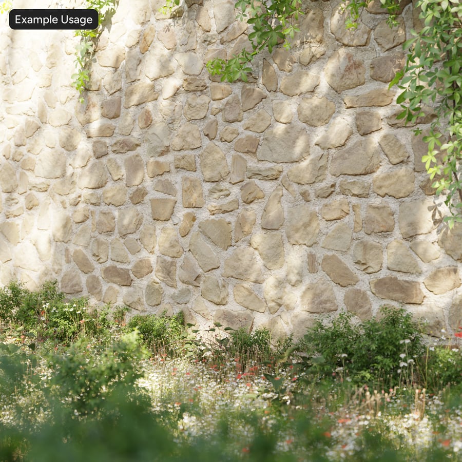 Textura de parede de pedra Rubble, bege arenoso