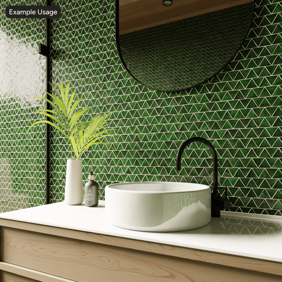 Azulejo de cerâmica triangular brilhante Textura, Evergreen