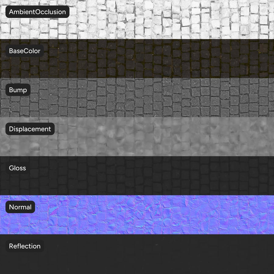 Square Cobblestone Texture, svart
