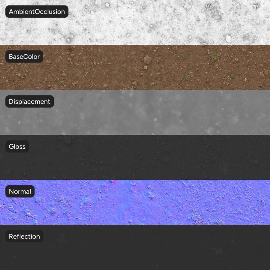 Scattered Rocks and Grass Patches Dirt Texture