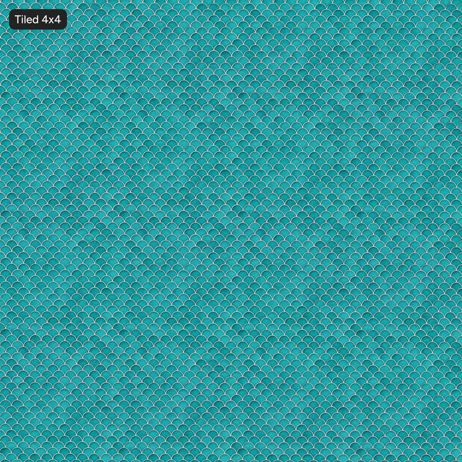 Fishscale Ceramic Glossy Tile Texture, Ciano