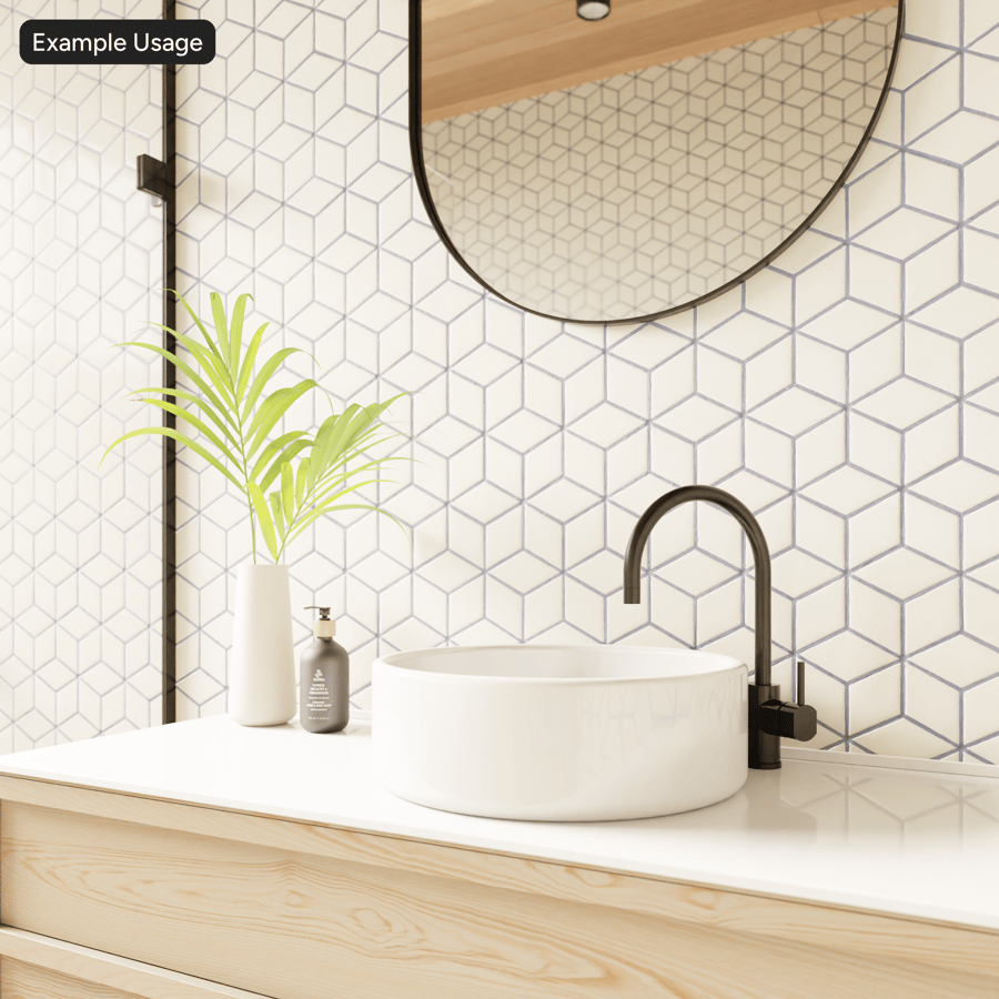 Rhombus Ceramic Glossy Tile Texture, White