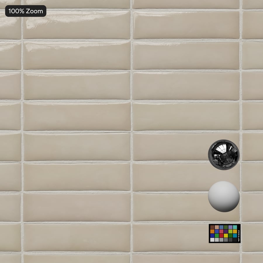 Azulejo cerâmico retangular com textura brilhante, bege