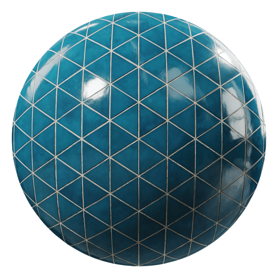Triangular Ceramic Glossy Tile Texture, Eastern Blue