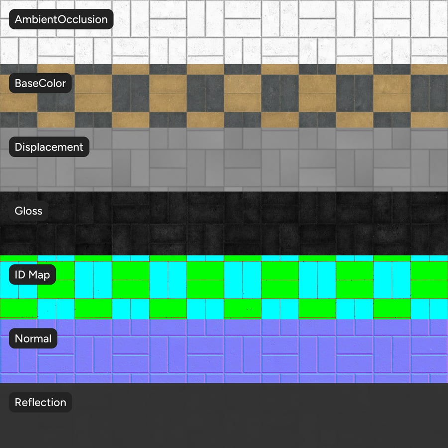 Textura betonové dlažby Basketweave, šachovnicově žlutá