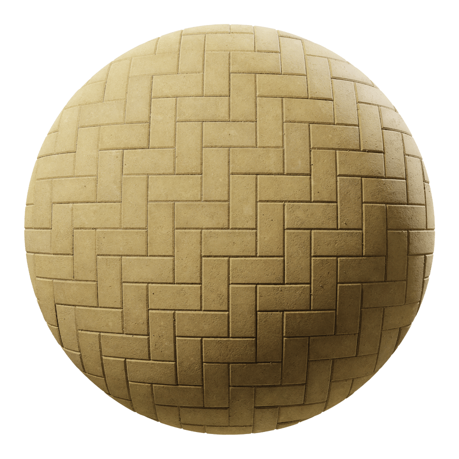 Texture de pavé en béton à chevrons, jaune
