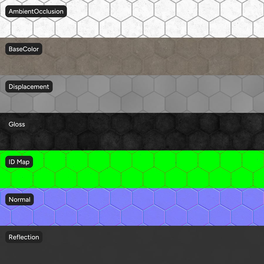 Zeshoekig bestratingtextuur, grijs