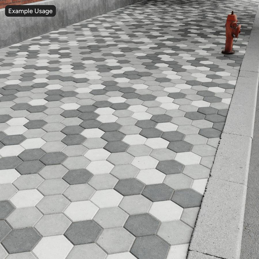 Texture de pavé hexagonale, monochrome gris