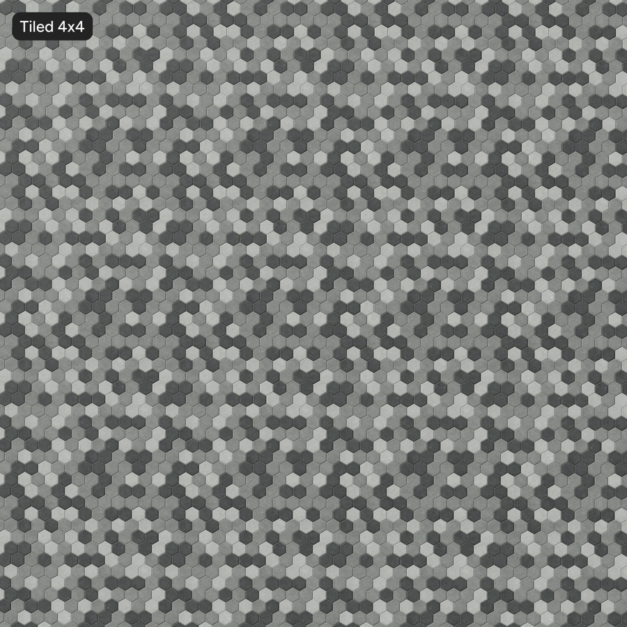 Texture de pavé hexagonale, monochrome gris