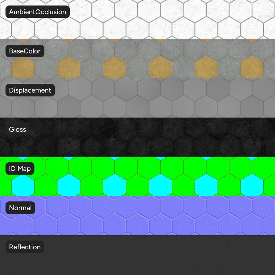 Hexagonal Paver Texture, Yellow Dotted