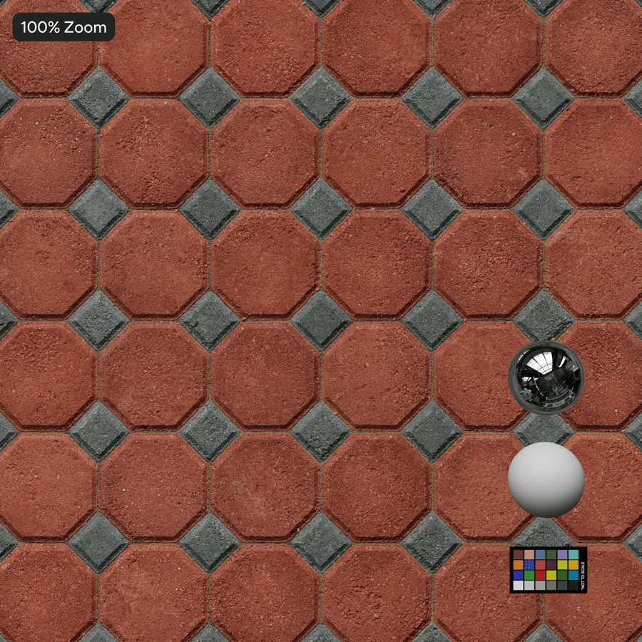Octagonal Paver Texture, Grey Dotted