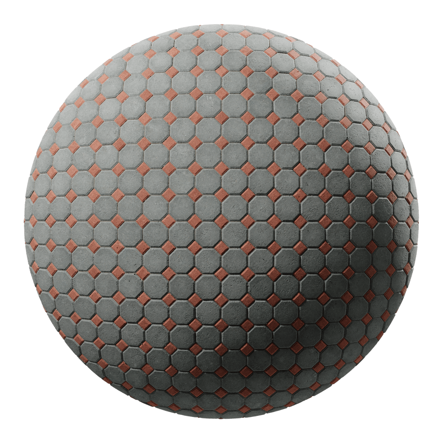 Octagonal Paver Texture, Red Dotted