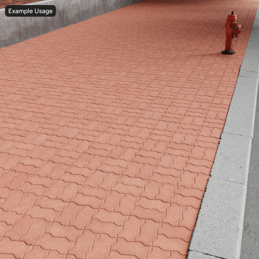 Pavimentazione con trama a canestro a zig zag, rosso
