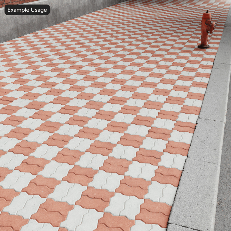 Zigzag Basketweave Paver Texture, Checkerboard Red