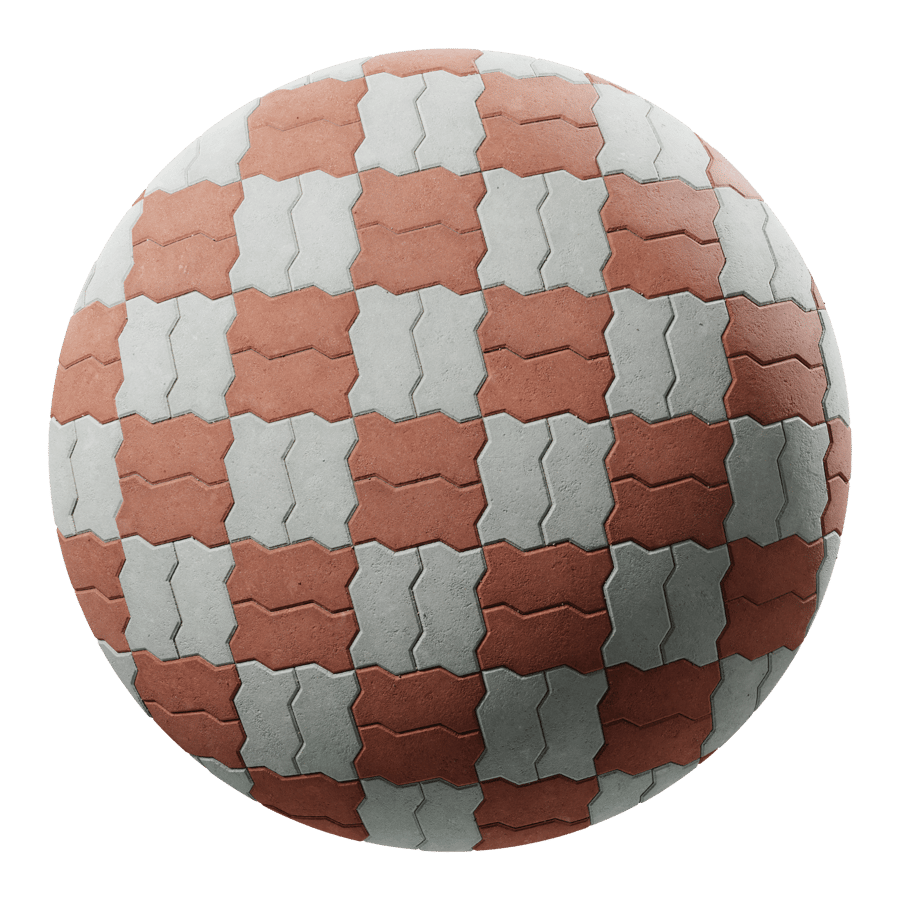 Zigzag Basketweave Paver Texture, Checkerboard Red