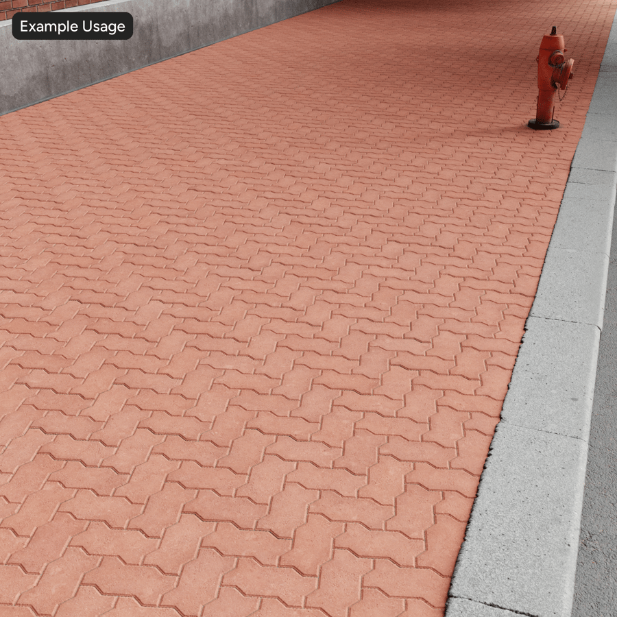 Zigzag Herringbone Paver Texture, Red