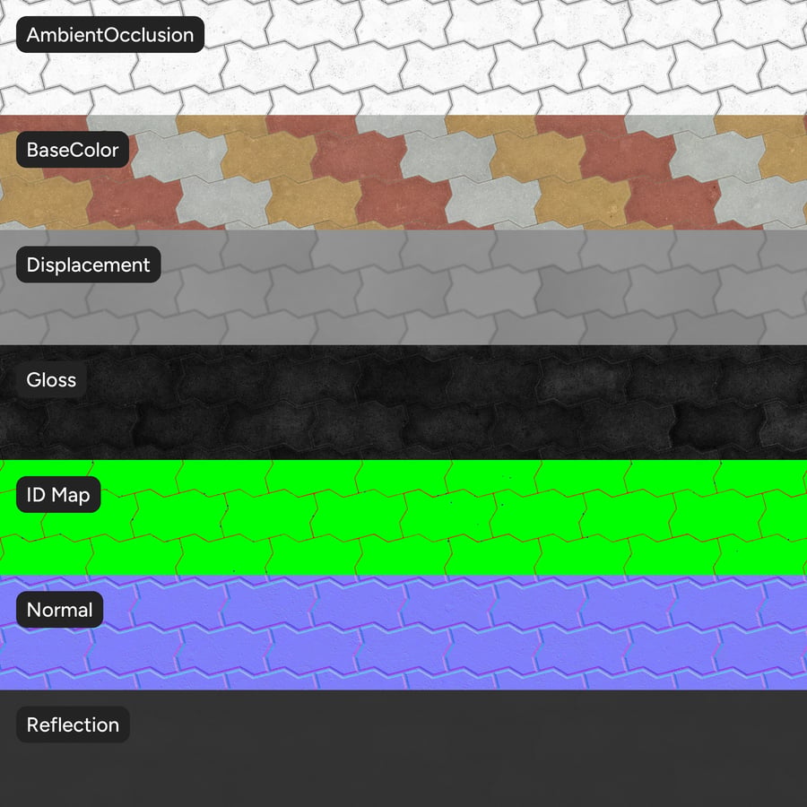 Zigzag Running Paver Texture, Rayas amarillas