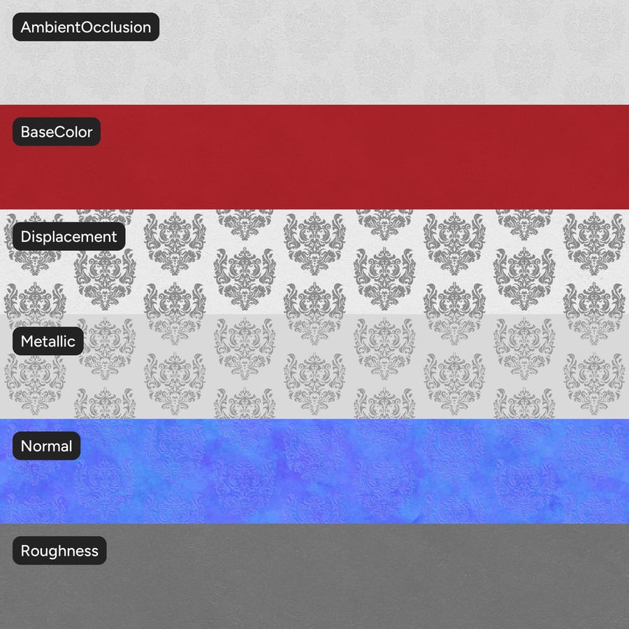 Wytłaczany aksamitny adamaszek, czerwony