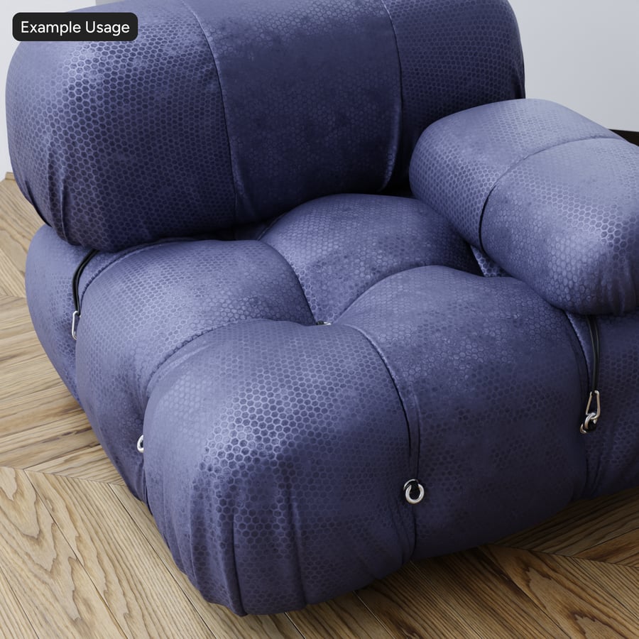 Geprägtes Sechseck mit Samtstruktur, blau