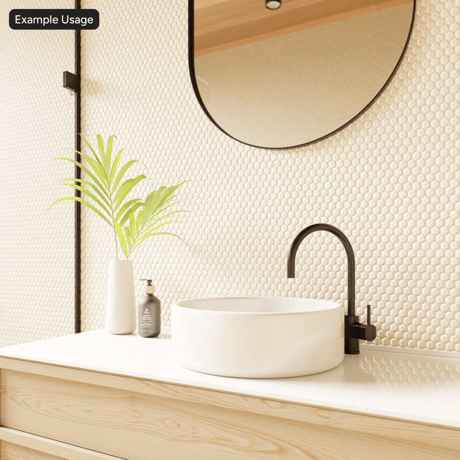 Penny Ronde Keramische Glanzende Tegelstructuur, Beige