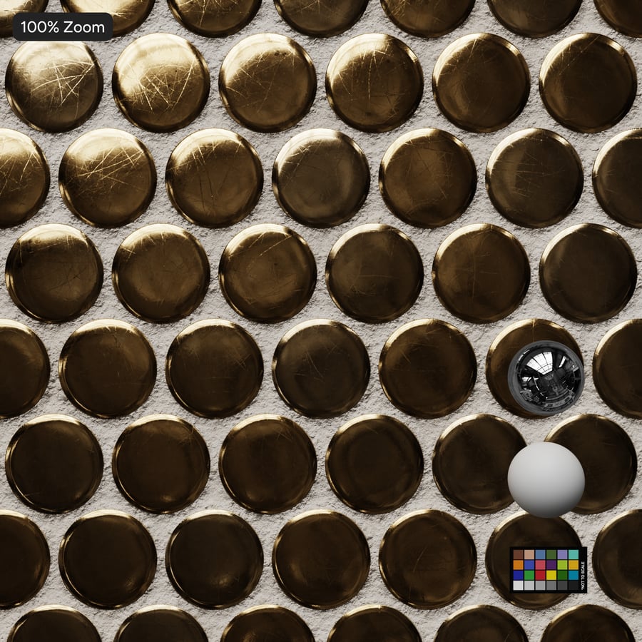 Penny Round Gold Glossy Tile Texture