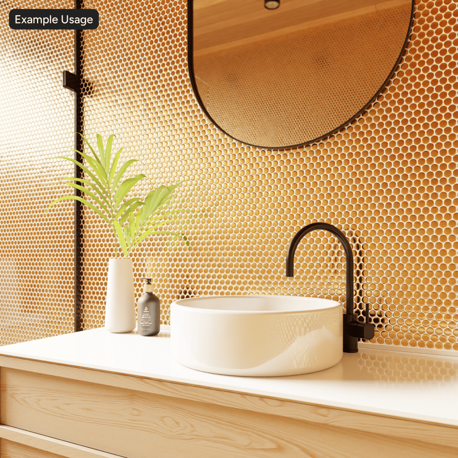 Penny Round Gold Glossy Tile Texture