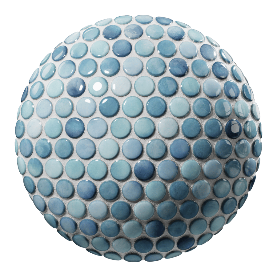 Penny Round Ceramic Glossy Tile Texture, Gradient Blue